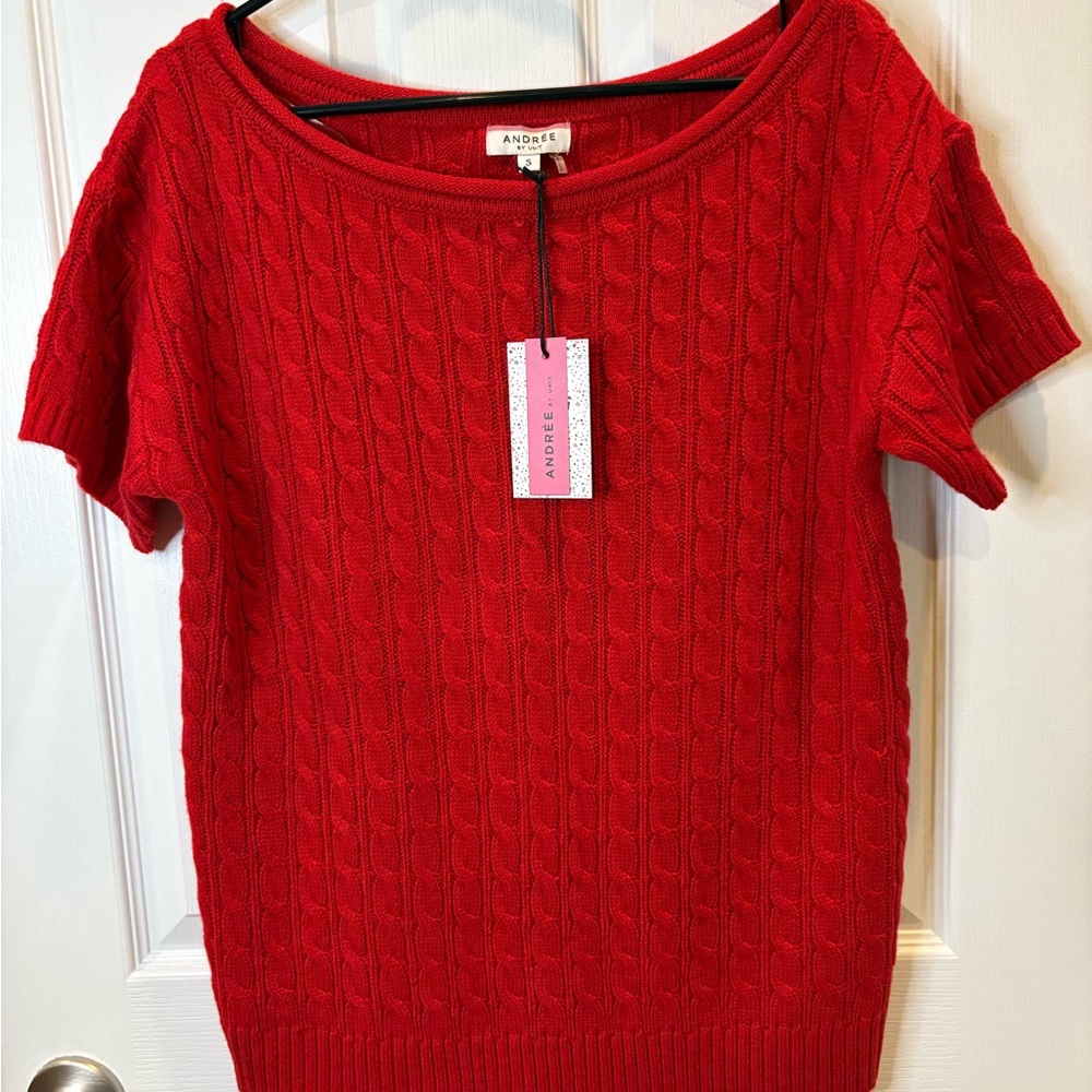 ANDREE BY UNIT Red Cable Knit Sweater
